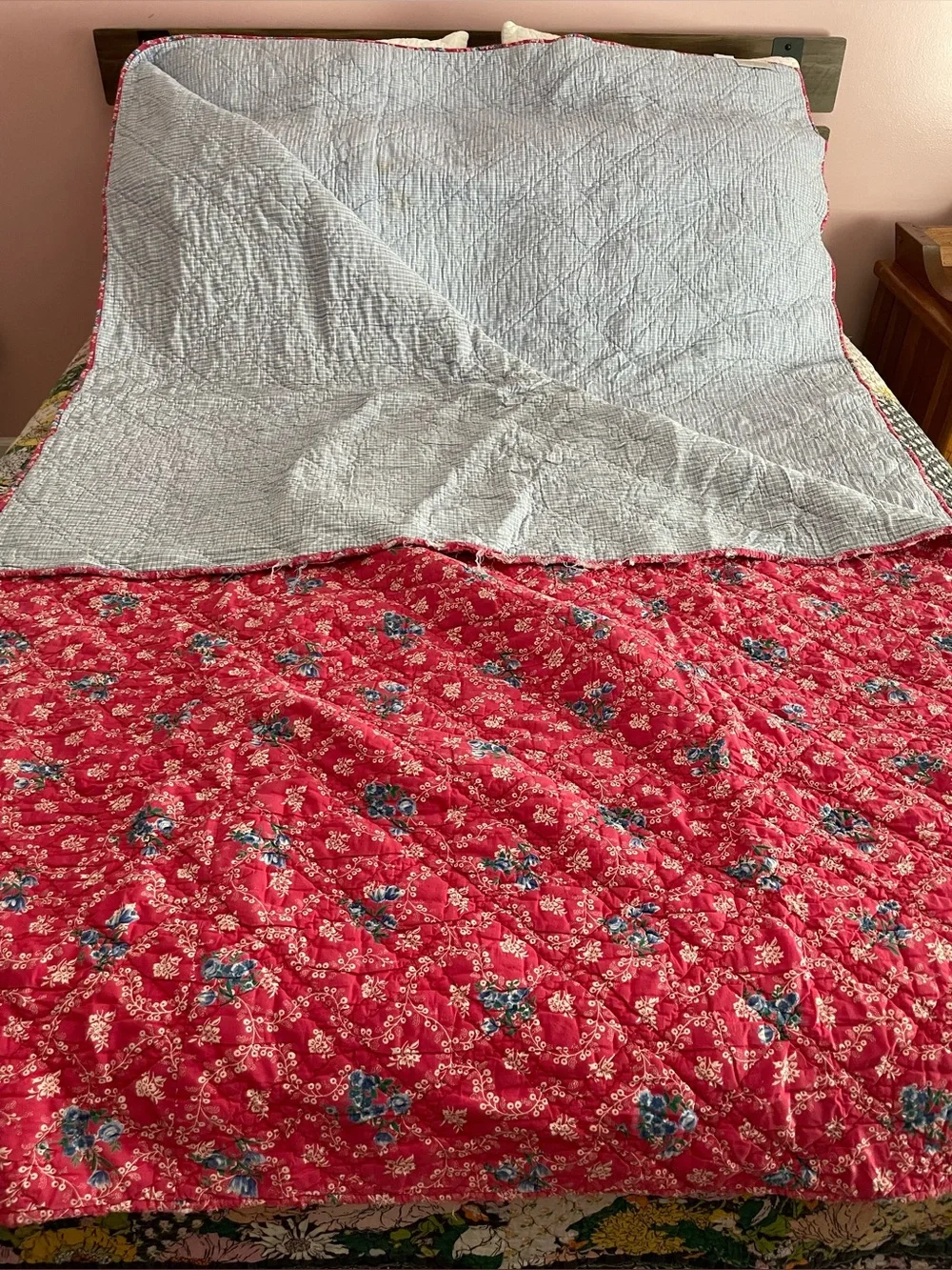THE LINEN SOURCE Y2K Cotton Floral Cottagecore Shabby Chic Romantic King Quilt